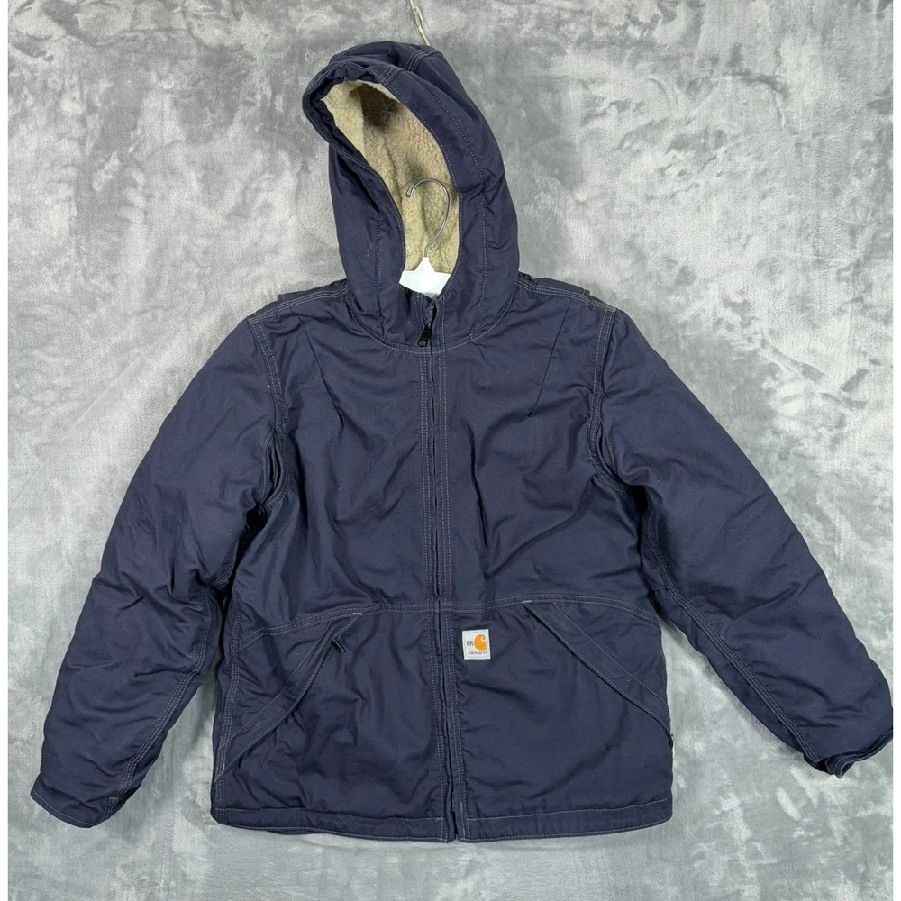 Carhartt Womens Flame Resistant Full Swing Duck Jacket Sherpa Lined Medium Blue